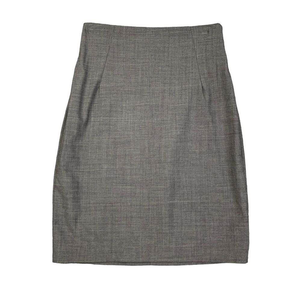 Babaton Skirt Womens 6 Grey Wool Blend Knit Side Zip Stretch Band Waist A-Line - Picture 1 of 13